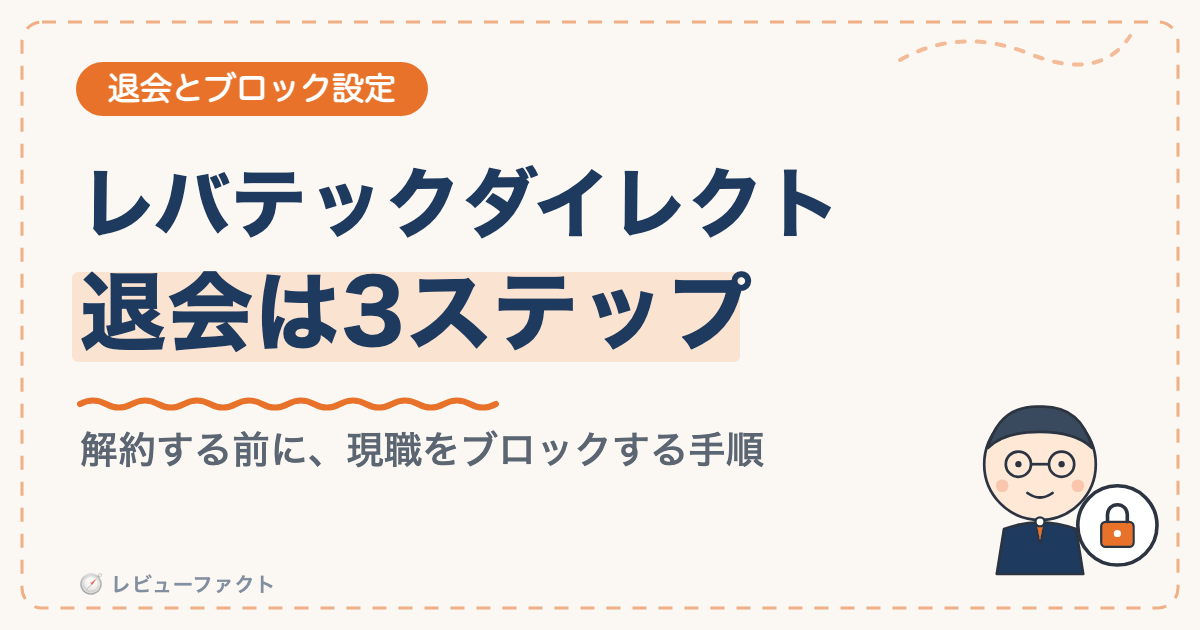 レバテックダイレクトの退会方法とブロック機能をイメージしたアイキャッチ